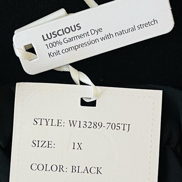 NWT Sioni Milano Women's Mesh Ruffle Shoulder Black Blouse Size 1X Luscious Knit - Picture 7 of 11